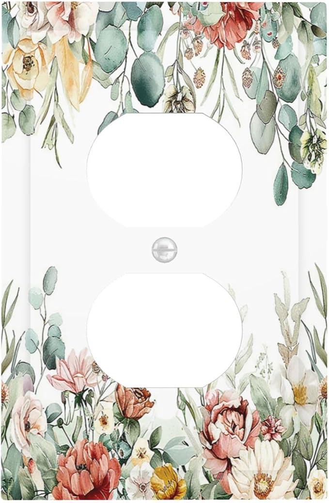 Outlet Covers Vintage Boho Floral Leaves Rustic Sage Botanical 1 Gang Duplex by LightSwitchCover