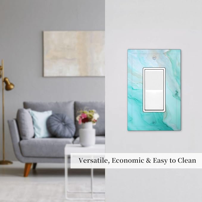 Teal Gold Marbling Turquoise Print Decorative Outlet Covers 1 Gang Single - Image 7