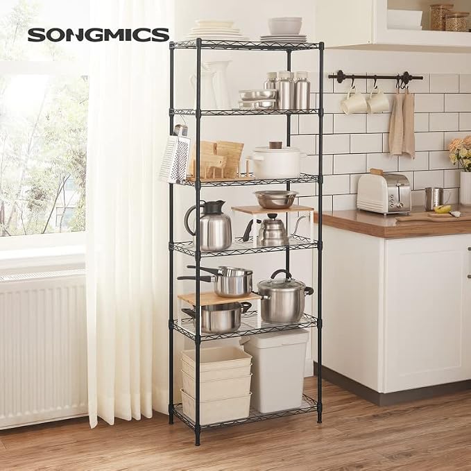 SONGMICS 6-Tier Storage Shelves, Wire Shelving Unit, Kitchen Metal Shelves - Image 2