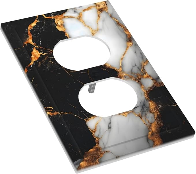 Outlet Covers Black Gold Marble Decorative 1 Gang Duplex Light Switch Cover - Image 3