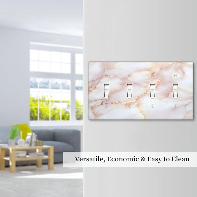 Light Switch Covers Pink Jade Marble Granite Quad Toggle Electrical Faceplate 4 - Image 7