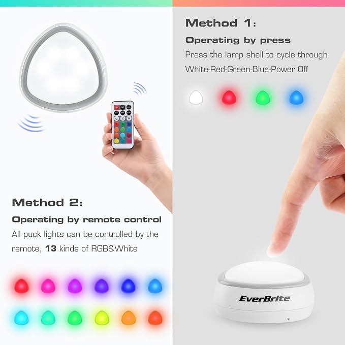 EverBrite Tap Light, LED Puck Lights, Wireless Push Lights, Remote Controlled - Image 4
