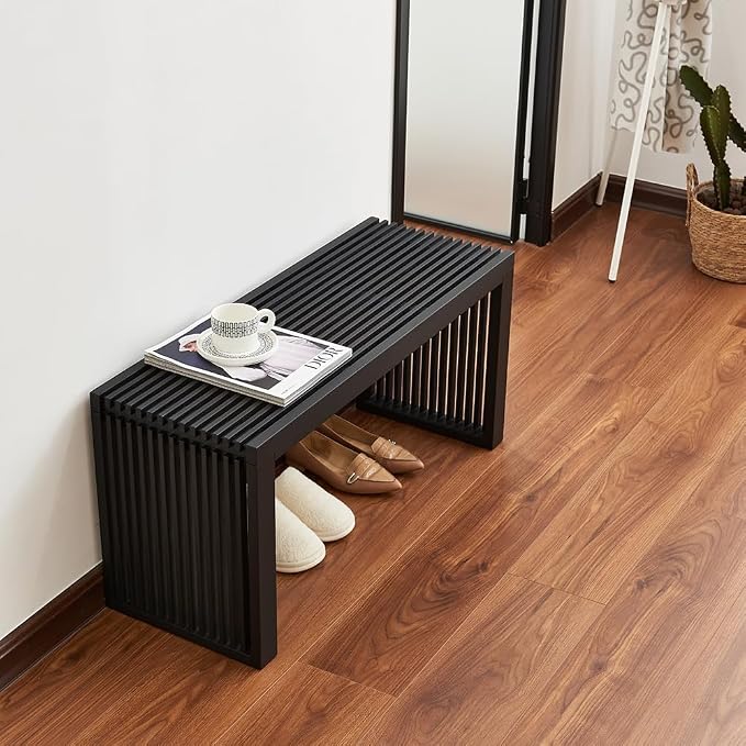 Versatile Wooden Slatted Bench - Image 3
