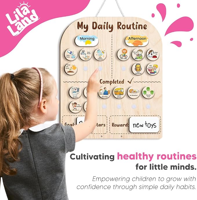Wooden Daily Routine for Kids, Star Reward Jar for Toddlers, Chore Chart for - Image 6