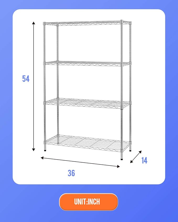 14" D×36" W×54" H Commercial Wire Shelving Unit Metal Shelf - Image 3