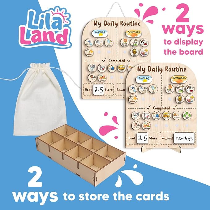 Wooden Daily Routine for Kids, Star Reward Jar for Toddlers, Chore Chart for - Image 8
