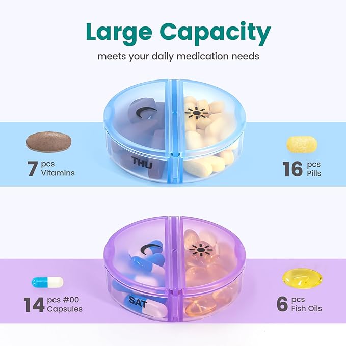 Sukuos Large Weekly Pill Organizer 2 Times a Day, Daily Pill Box 7 Day Easy to - Image 3