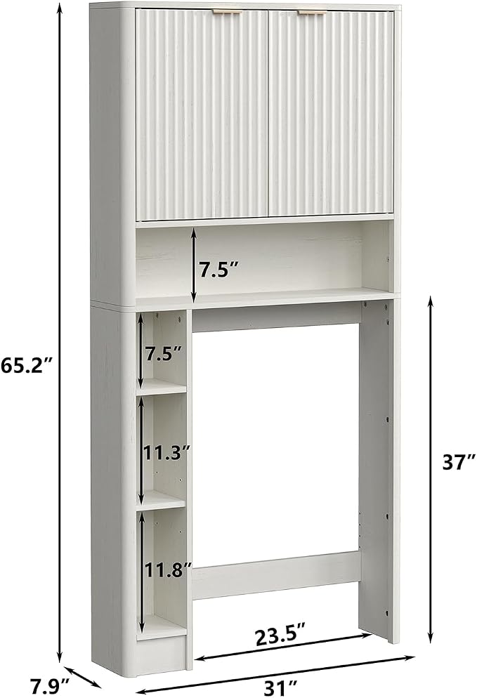 Furnideco Fluted Over The Toilet Storage Cabinet 31''W Modern Above Toilet - Image 2