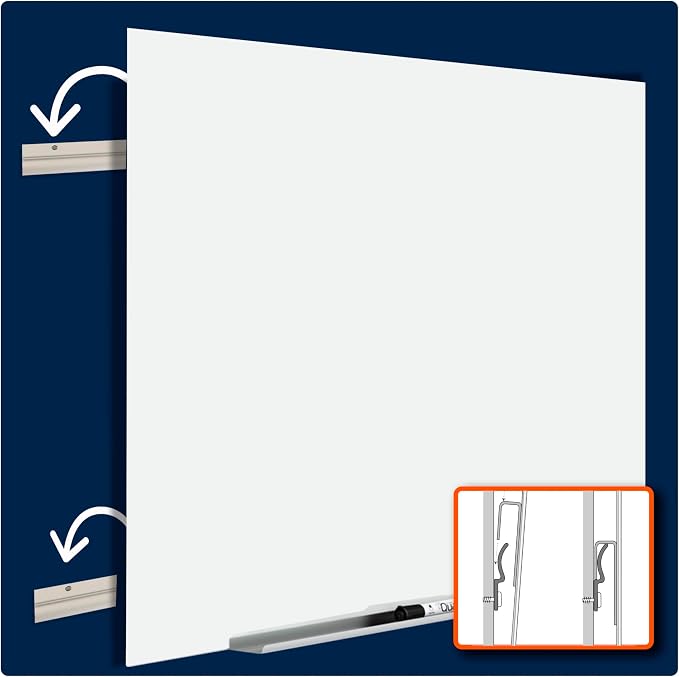 Quartet Magnetic Glass Dry Erase White Board, InvisaMount Frameless - Image 5