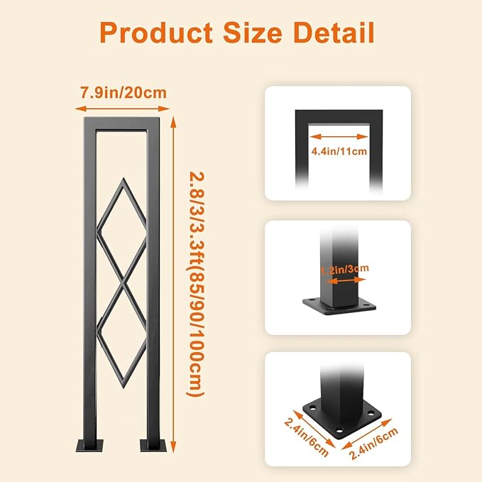 U-Shaped Stair Handrail, Porch Deck Loft Corridor Safety Non-Slip Support Poles - Image 5