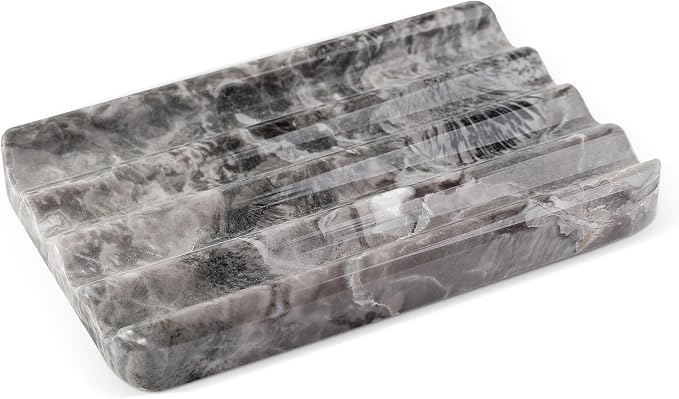 Marble Soap Dish, Bar Soap Holder Shower, Easy Cleaning Stone Sponge Holder - Image 2