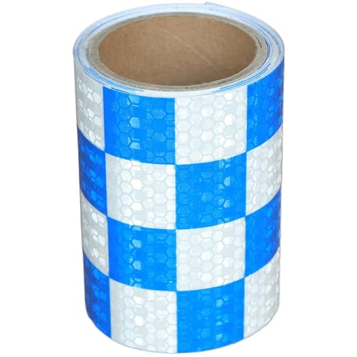 Reflective Tape Blue and White 4 inch X 10 feet, Outdoor Waterproof Hazard by tuyrchu