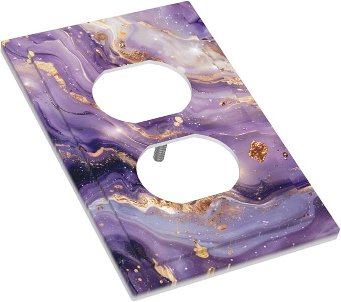 Luxury Marble Texture Purple And Gold Abstract Print Outlet Covers 1 Gang - Image 3