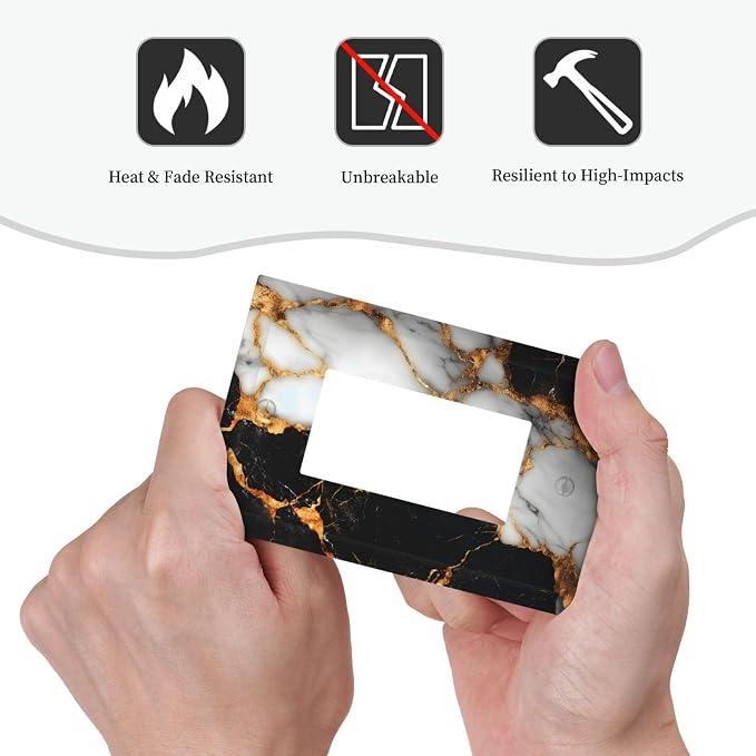 Decorative Outlet Covers Black Gold Marble 1 Gang Rocker Light Switch Cover - Image 6