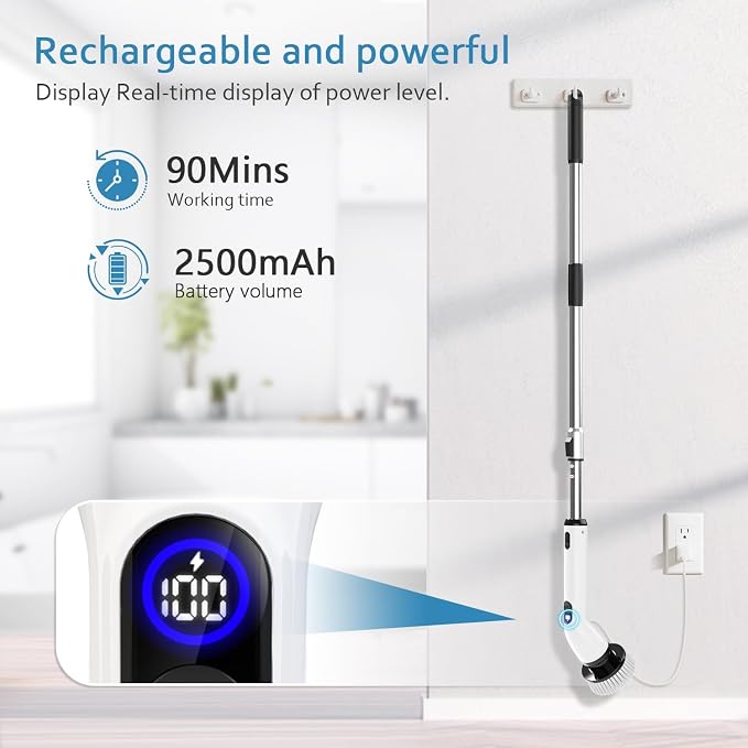 TUYU Electric Spin Scrubber, Full-Body IPX7 Waterproof Bathroom Scrubber - Field & Grace