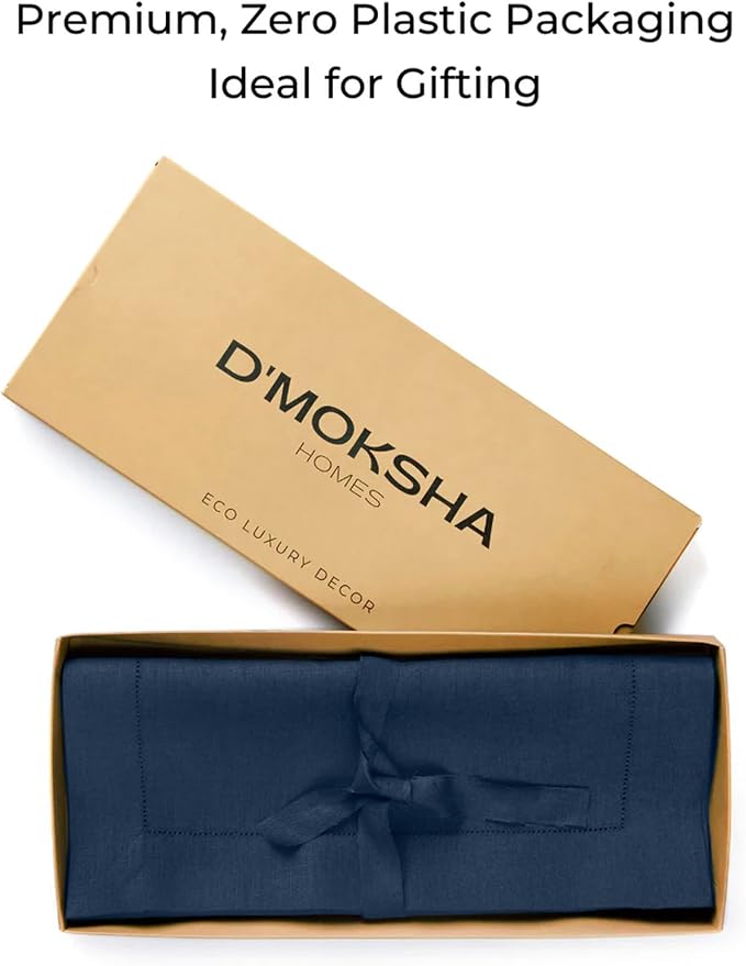 D'Moksha Homes Linen Navy Blue Table Runner 132 Inches Long - Image 6