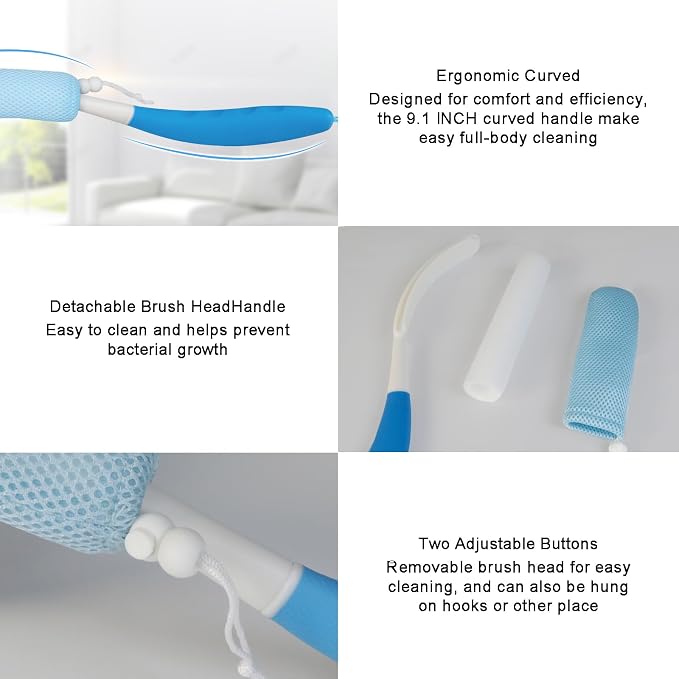 Long Handled Shower Brush, Non-Slip Long Handle Bath Brush, Back Body Brush - Image 4