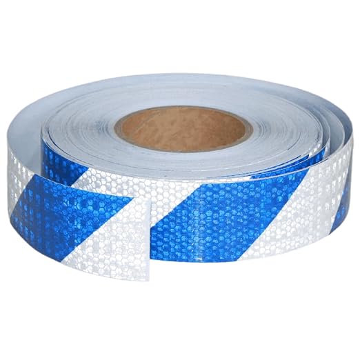 Reflective Tape Blue and White 2 inch X 166 feet, Outdoor Waterproof Hazard by tuyrchu