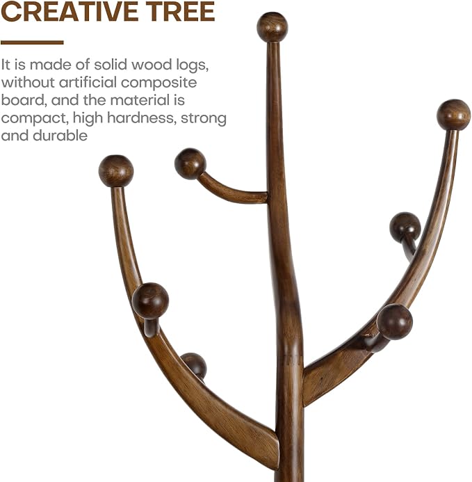 Coat Rack Freestanding Wood Coat Tree Rack - Image 4
