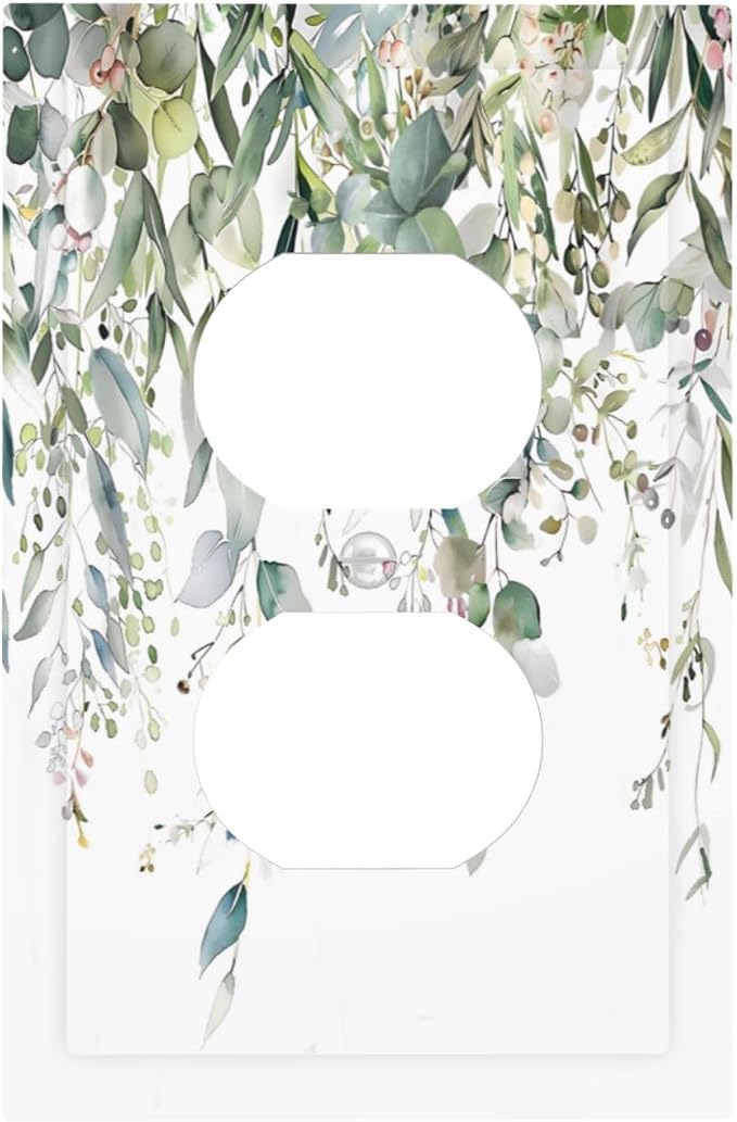 Sage Green Watercolor Eucalyptus Leaves Floral Flowers Outlet Covers 1 Gang by Unknown