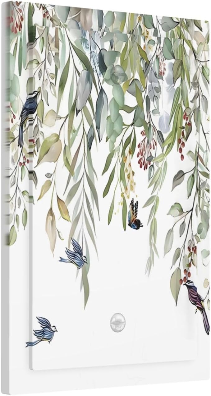 Green Leaf Eucalyptus Leaves Floral Bird Butterfly Light Switch Cover Plate 1 - Image 2