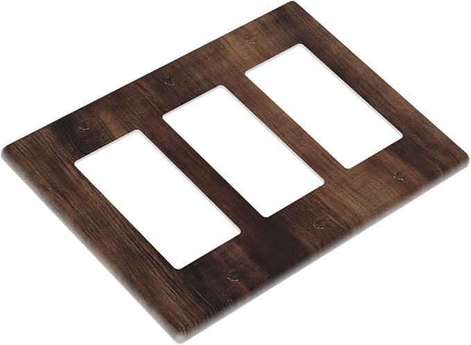 Decorative Outlet Covers Rustic Farmhouse Brown Wood Barn Door 3 Gang Gfci Wall - Image 3