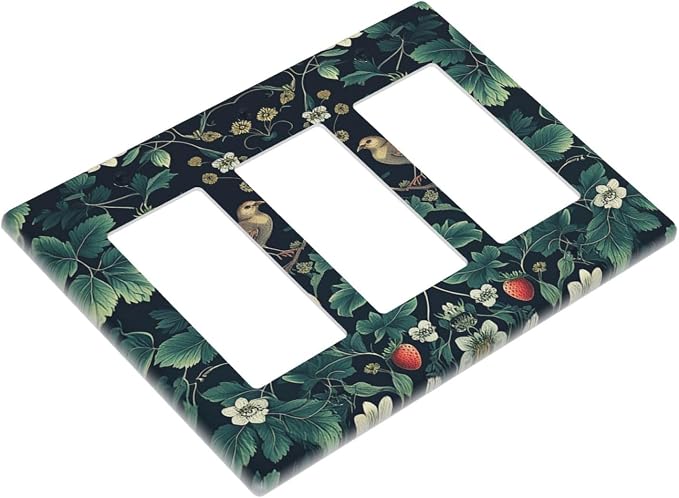 Light Switch Covers Strawberry Birds Flowers Plant Morris Floral 3 Gang Rocker - Image 3