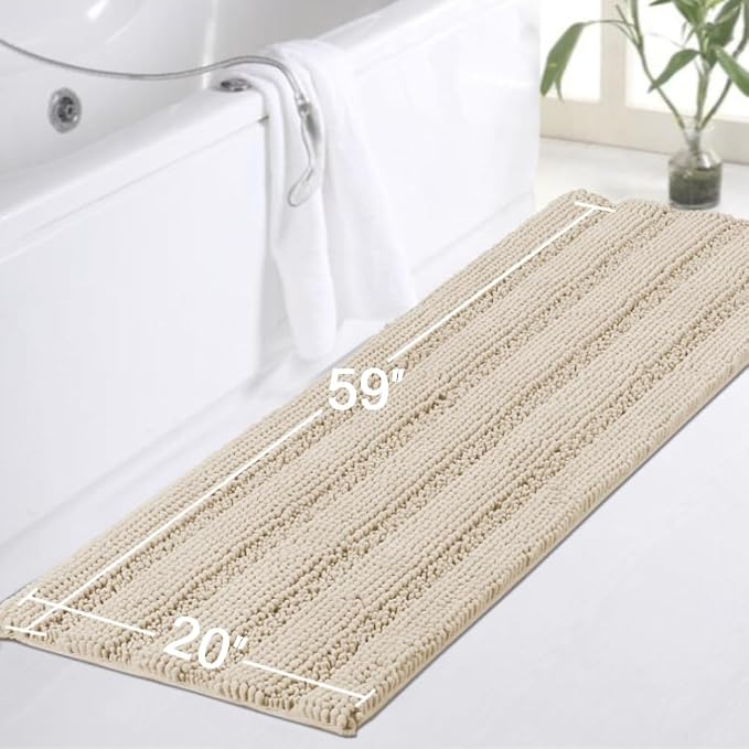 Turquoize Bathroom Runner Area Chenille Rug Oversize Non-Slip Shag Kitchen - Image 2