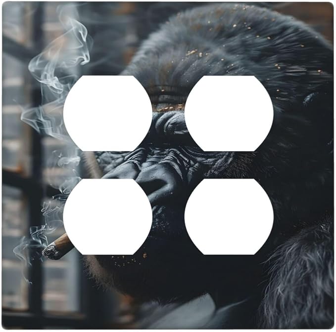 Funny Animal Smoking Black Orangutan Outlet Covers 2 Gang Double Duplex by Unknown