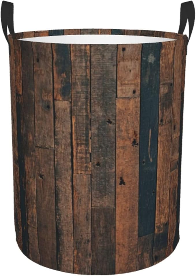 Laundry Basket Retro Wood Grain Collapsible Large Capacity, 63l Dirty Clothes by Unknown