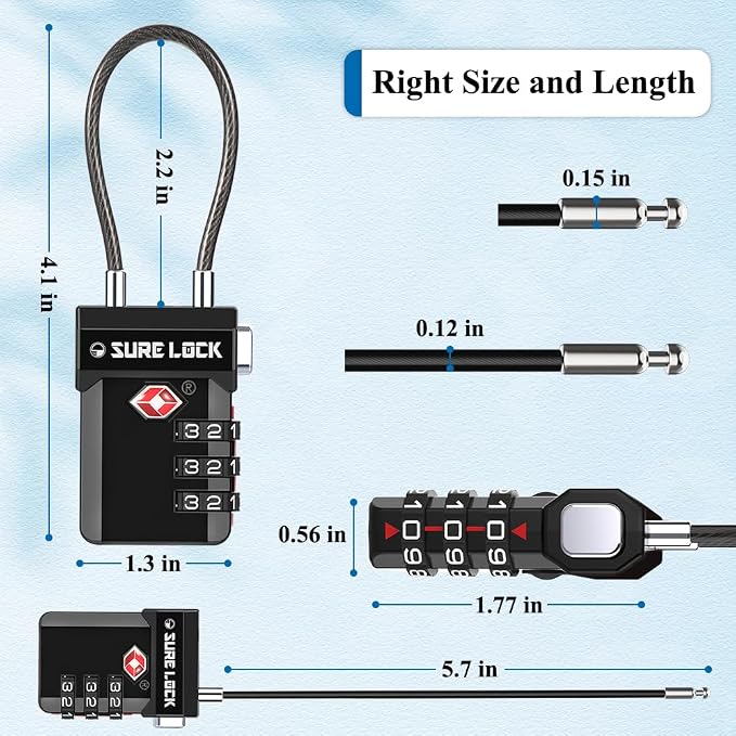 SURE LOCK TSA Approved 3-Digit Combination Luggage Locks – Open Alert Indicator - Image 4