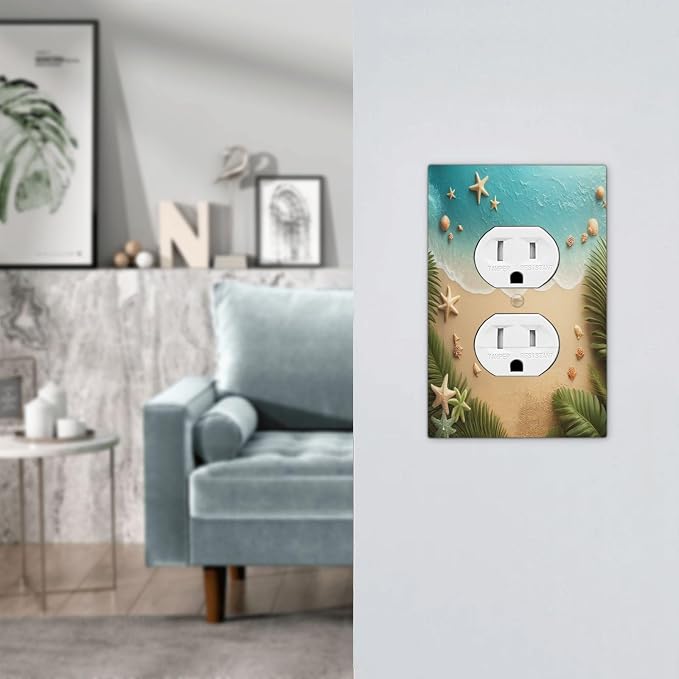 Outlet Covers Summer Beach Themed Starfish Seashells 1 Gang Duplex Wall Plate - Image 7