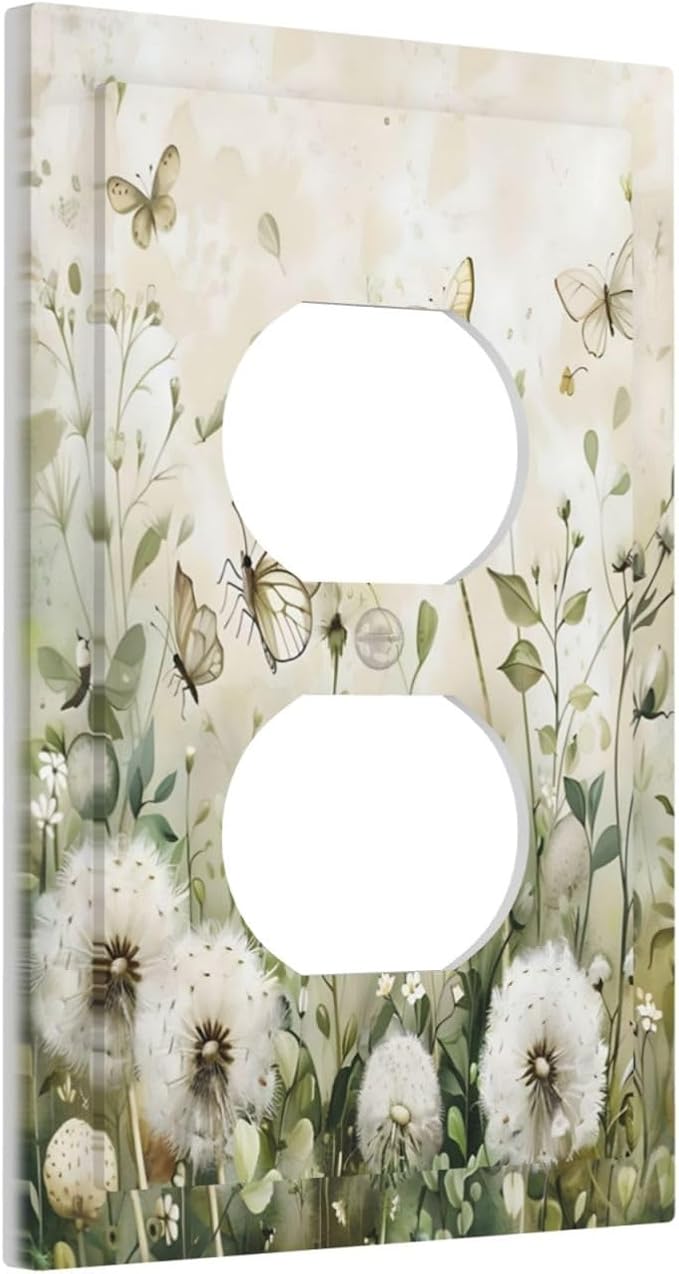 Dandelions Butterflies Watercolor Wildflowers Floral Outlet Covers 1 Gang - Image 2