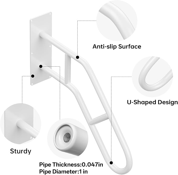Aduanbang Hand Rails for Outdoor Steps & Elderly, U-Shape Wall Mount Stair - Image 4