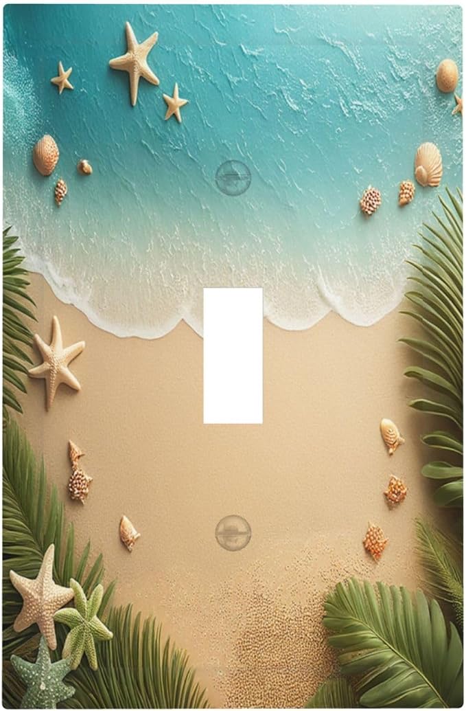 Decorative Light Switch Cover Summer Beach Themed Starfish Seashells 1 Gang by LightSwitchCover