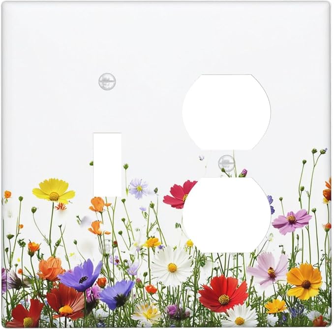 Wallplates Colorful Wildflowers Plant Floral Daisy 1 Toggle 1 Duplex Switch by Unknown