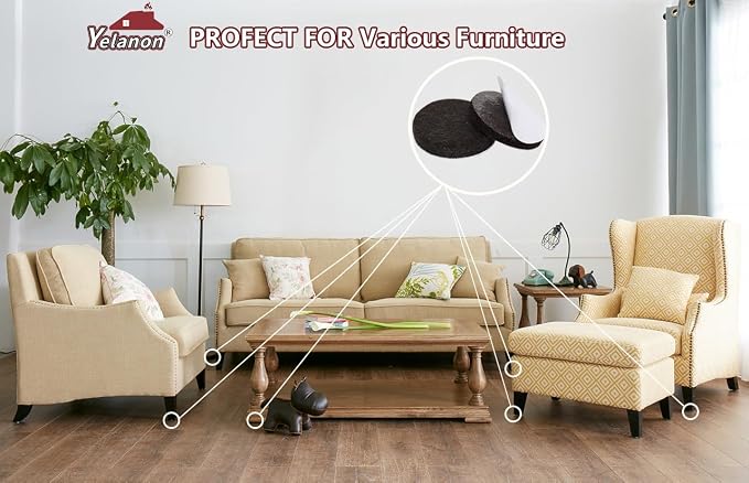 Yelanon Felt Furniture Pads -60 Pcs Premium Felt Pads - Image 5