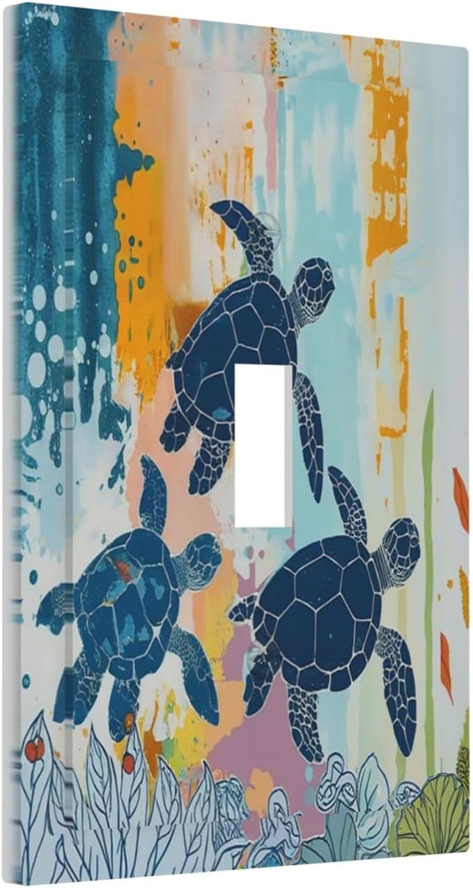 Decorative Light Switch Cover Colorful Ocean Sea Turtle Marine Life 1 Gang - Image 2