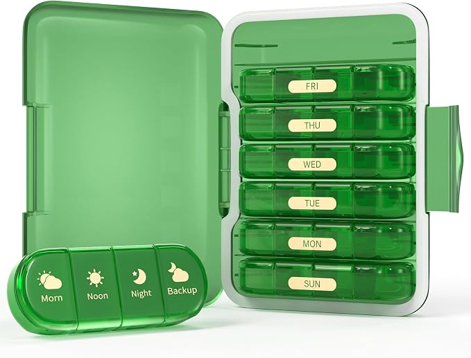 Weekly Pill Organizer 4 Times a Day, 7 Day Pill Box 4X, Portable - Image 9