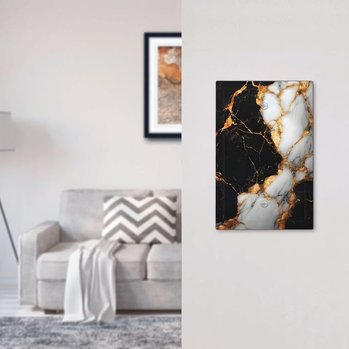 Decorative Light Switch Cover Plate Black Gold Marble 1 Gang No Device Single - Image 7
