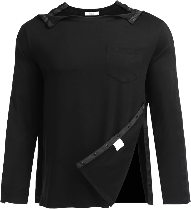 Deyeek Men's Post Shoulder Surgery Recovery Shirts Full Tear Away Long Sleeve by Deyeek