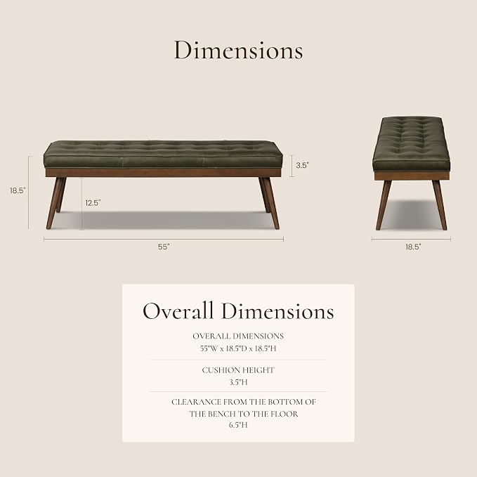 POLY & BARK 55" Tufted Leather Bed Bench - Image 2