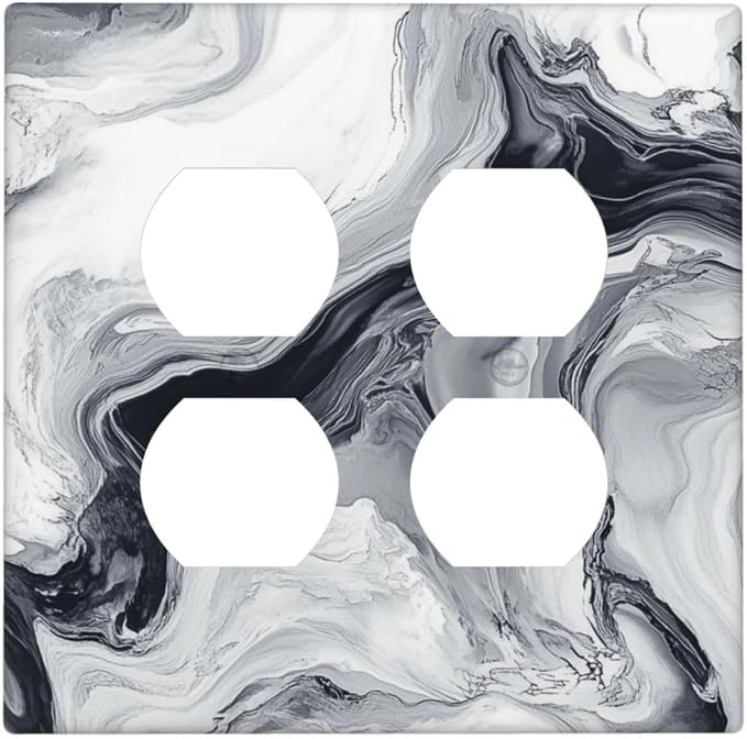 Abstract Marble Ink Texture Grey Marble Print Outlet Covers 2 Gang Double by Unknown
