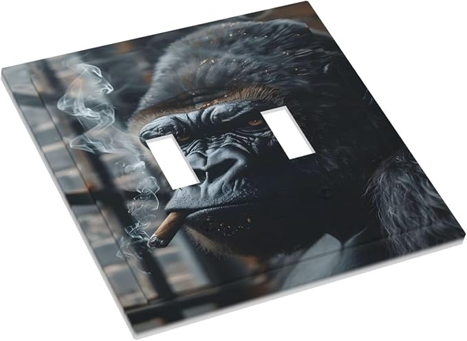 Funny Animal Smoking Black Orangutan Decorative Switch Plates 2 Gang Double - Image 3