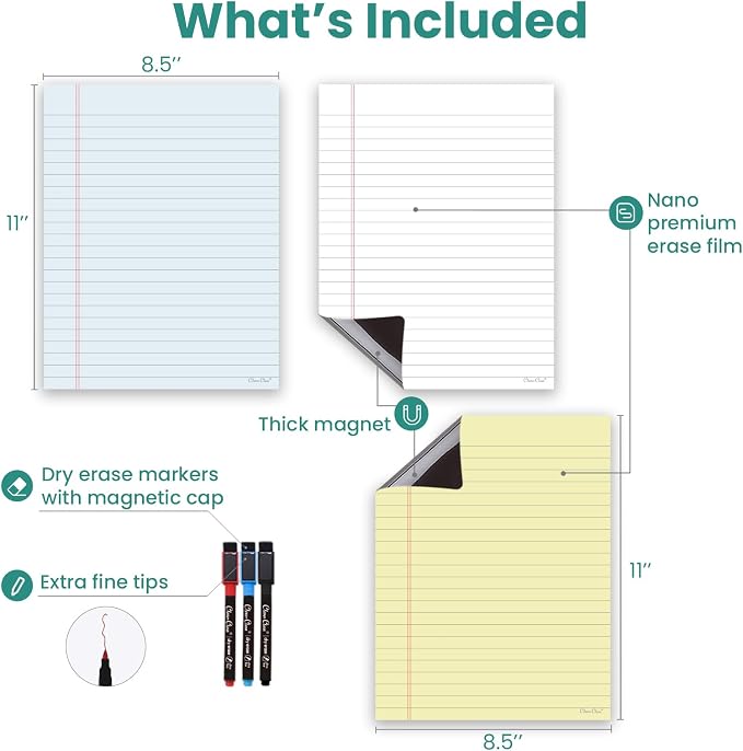 Magnetic Dry Erase Board – 8.5”x11” Reusable Lined Dry Erase Notebook Sheet - Image 6