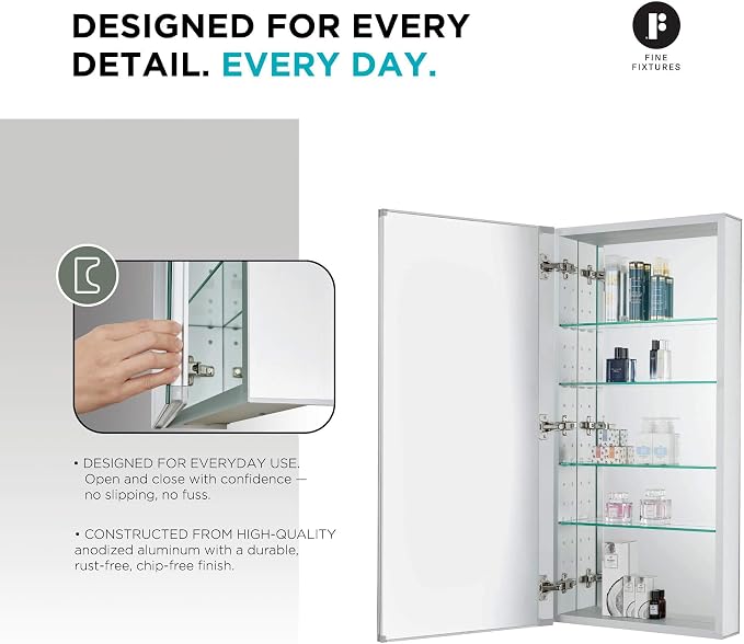 Fine Fixtures Bathroom Medicine Cabinet, Recessed/Surface Mount, Right/Left - Image 4