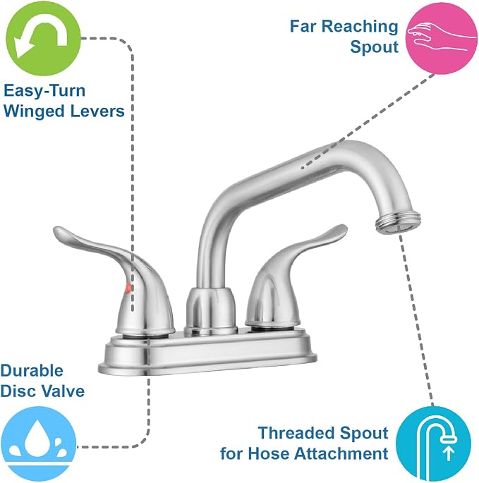 Pacific Bay Treviso Utility Laundry Sink Faucet, Threaded Brass Spout Hose End - Image 2