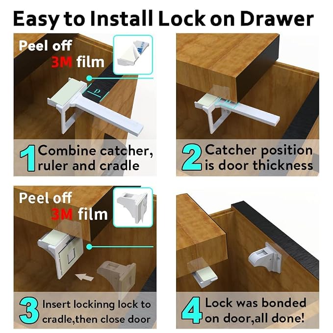 Upgraded Magnetic Cabinet Locks Baby Proofing Cabinet Lock - Image 7