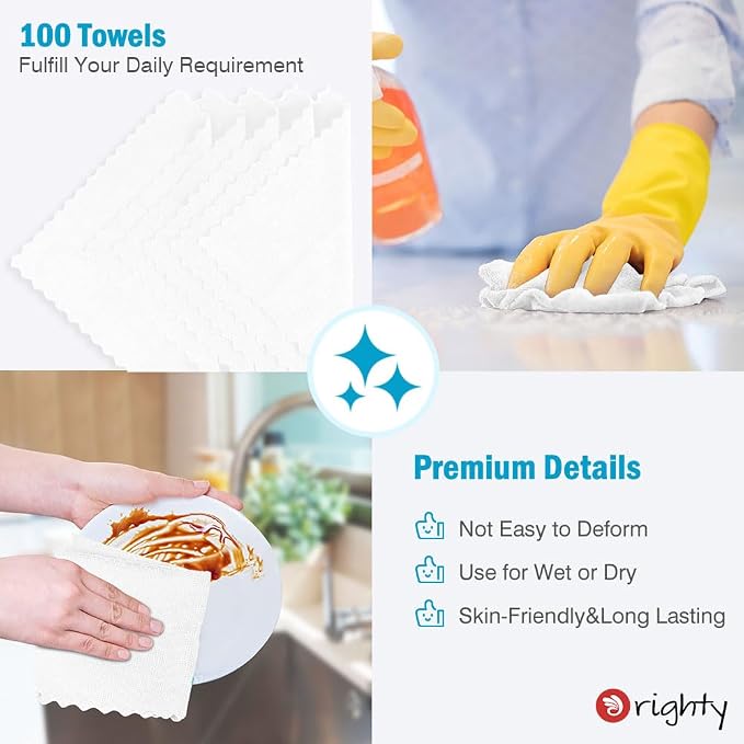 Orighty Cleaning Cloths, Shop Towels 100 Pack, Shop Rags Reusable, Microfiber - Image 4