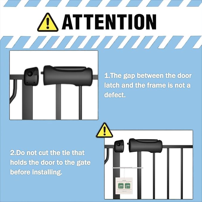 ALLAIBB Extra Wide Pressure Mount Baby Gate Auto Close Black Metal Child Dog - Image 7